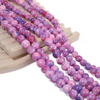 60pcs Round Loose Purple&Pink Fire Agate Beads - Image 3