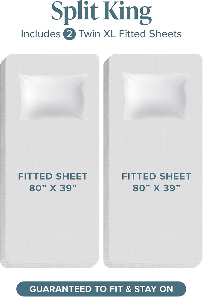 Bare Home Fitted Bottom Sheet Split King Size - Image 2