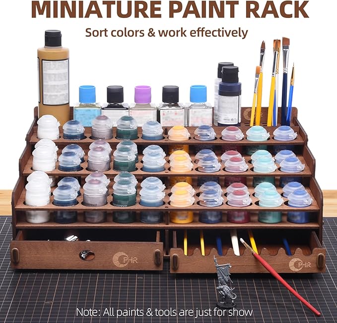 OPHIR Wooden Paint Holder Rack, 50 Holes Dia.1.42 Inches, Painting Brush Holder - Image 2