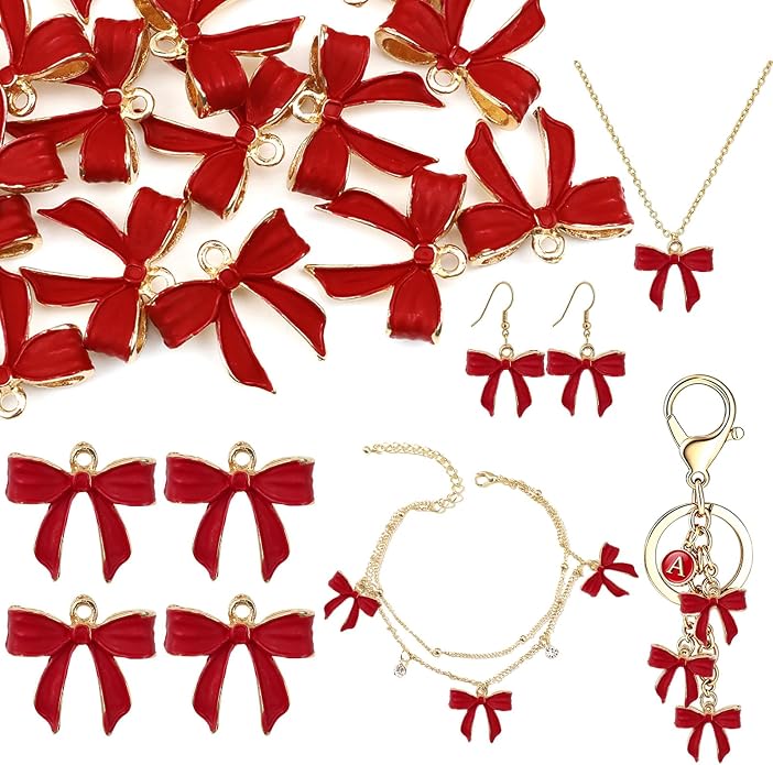 Bow Charms for Bracelet Jewelry Making Cute Bracelet Charms | 18Pcs, Bow Charms by Unknown
