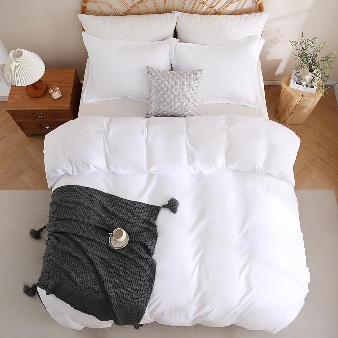 JSD White Duvet Cover Set King Size, 3 Piece Duvet Cover - Image 8