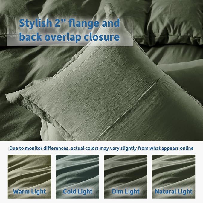 Nestl Olive Green Duvet Cover Queen Size - Image 8