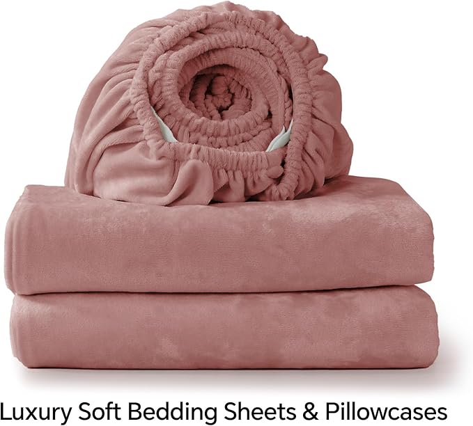 BEDELITE Velvet Fitted Sheet and Pillowcase Set, Luxury Soft Fuzzy Bottom Sheet - Image 8