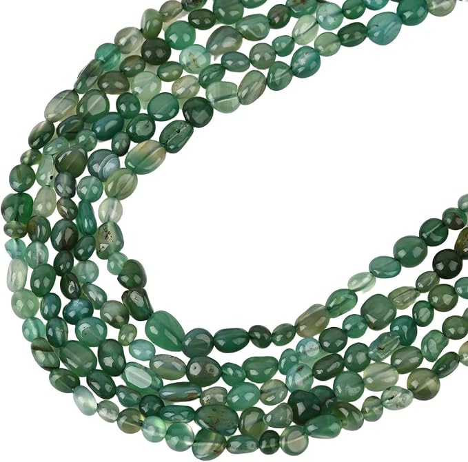 HAAMIIQII Natural Green Agate Pebble Stone 5-8mm Small Irregular Freeform - Image 3