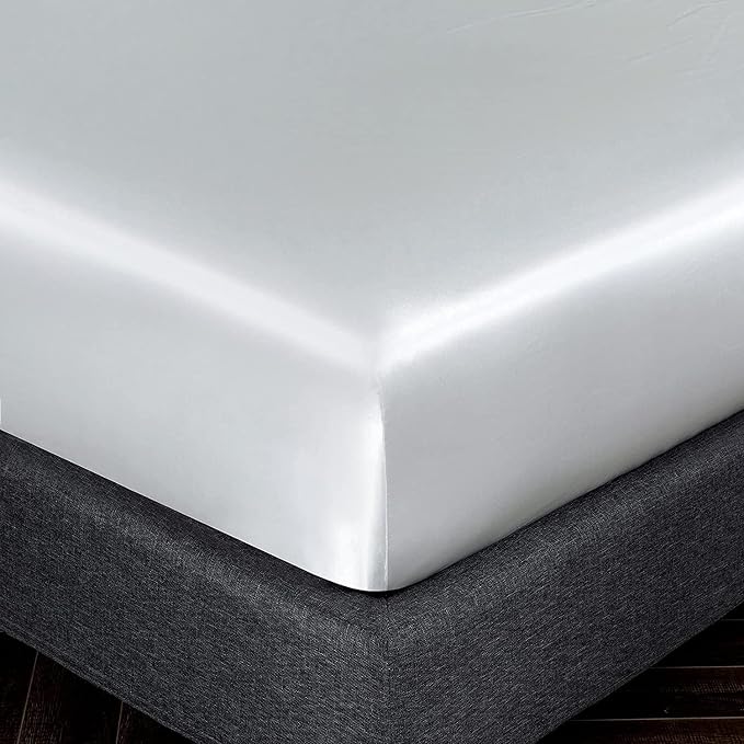 Homiest White Satin Fitted Sheet - Image 3
