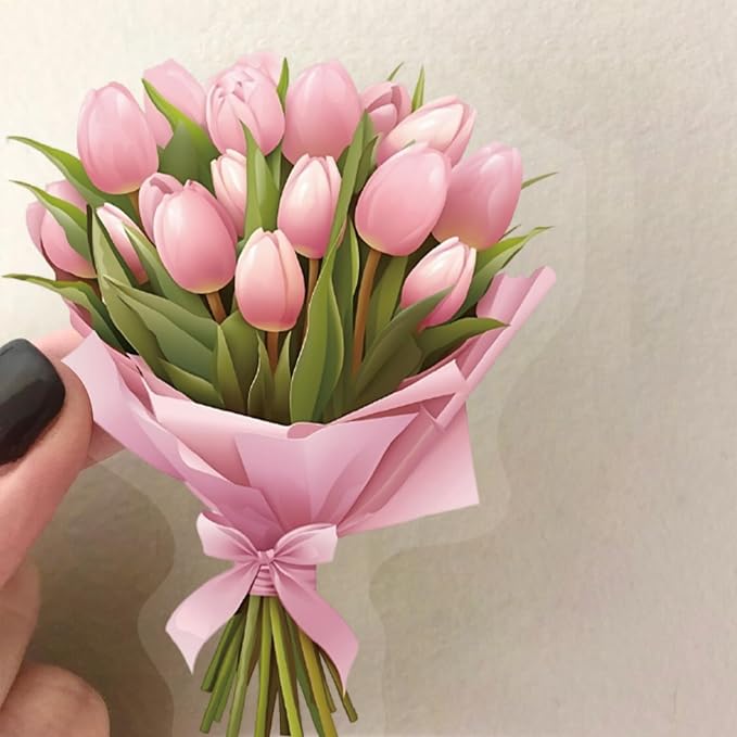 50 Pcs Flower Scrapbook Stickers Kit Bouquet PET Transparent Waterproof - Image 6