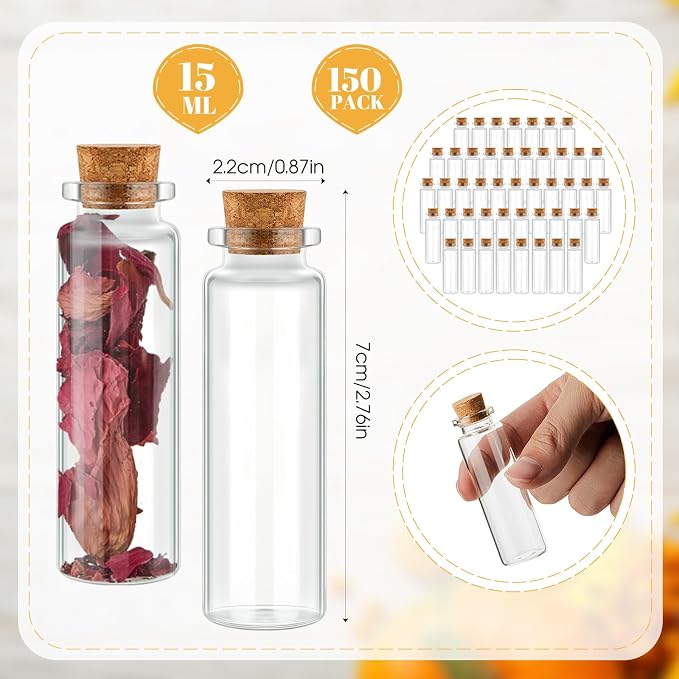 Gerrii 150 Pcs 15 ml Mini Glass Bottles - Image 2
