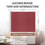 Leather Repair Patch Tape, Claret 17 x 61 Inches Self Adhesive Leather Repair - Image 2