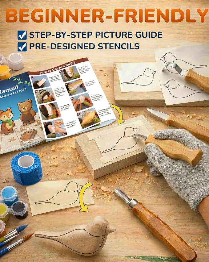 Wood Carving Whittling Kit for Kids: Wood Carving Tool Set - Image 7