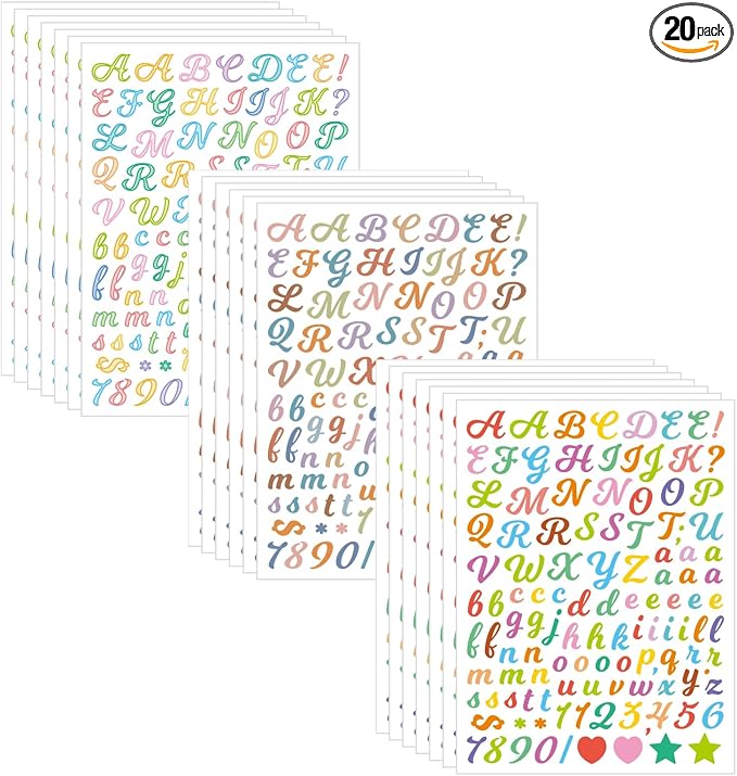 3040Pcs 20 Sheets Small Letter Number Stickers, 1/2inch Colorful Self-Adhesive by Unknown