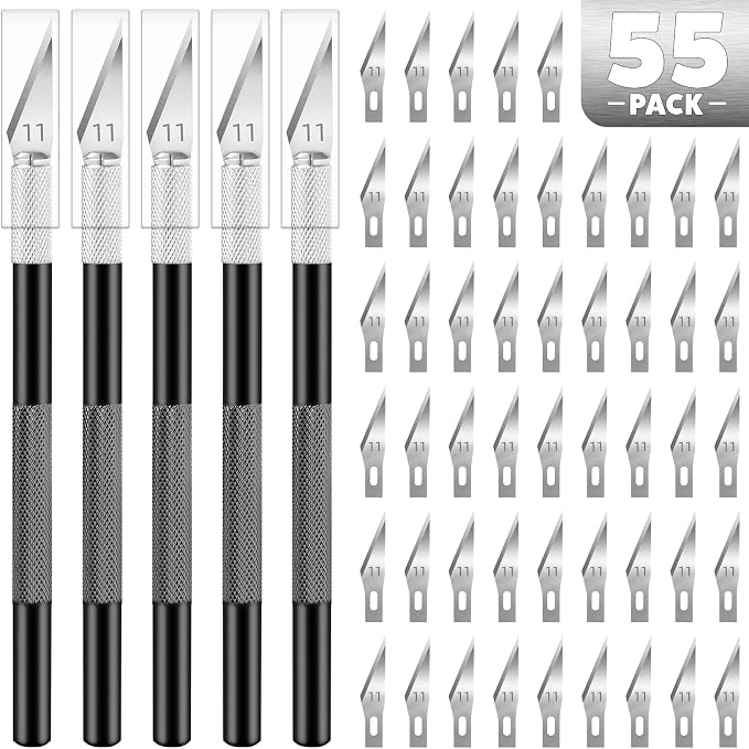 55 PCS Exacto Knife Set, 5 Piece Craft Knife and 50 Additional SK5 Blades by TIFICAL