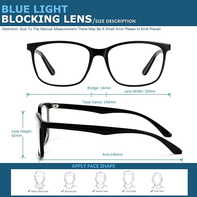 Oilway Blue-Light Blocking Glasses Computer Reading/Gaming/TV/Phones Glasses - Image 6