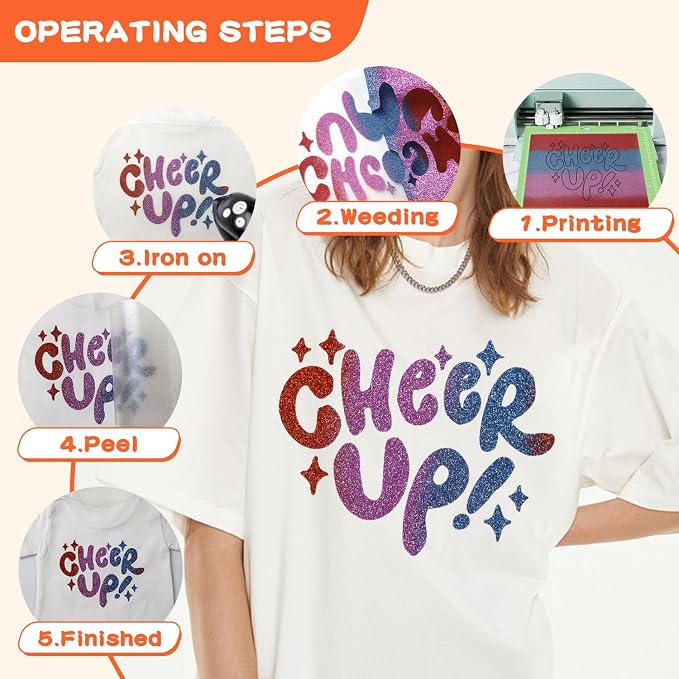 guangyintong Rainbow Glitter Heat Transfer Vinyl - Image 4
