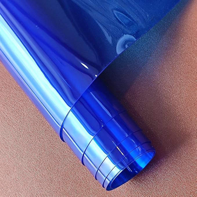 HYANG Blue Transparent PVC Super Clear Holographic Vinyl Faux Leather Sheets 1 - Image 3