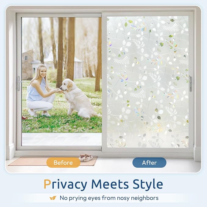 rabbitgoo Window Privacy Film, Frosted Glass Window Film, 35.4" x 118.1" | 3D - Image 4