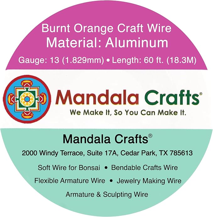 Mandala Crafts 13 Gauge Burnt Orange Anodized Aluminum Craft Wire, 60 FT | - Image 3