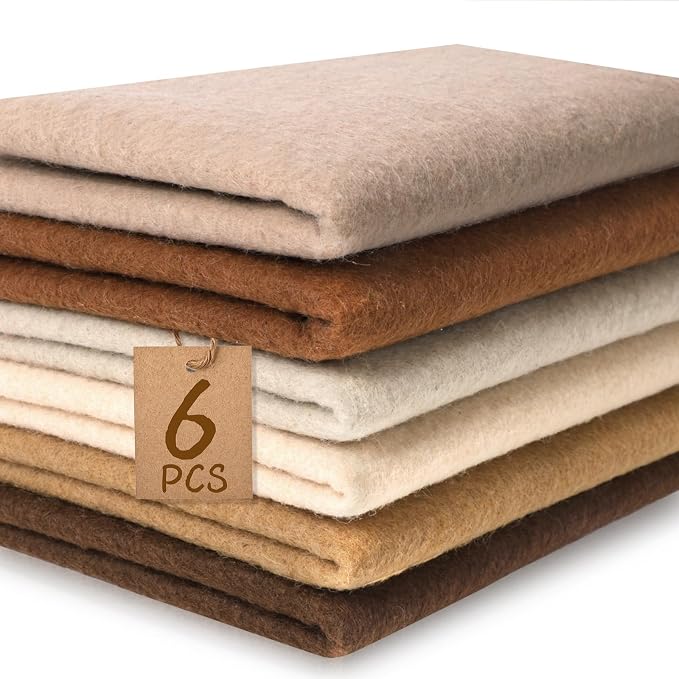 XSEINO 6 Rolls 12"x35" 1.4mm Thick Soft Felt Fabric Sheet 6 Assorted Earth Tone by XSEINOiscreating%EF%BC%81