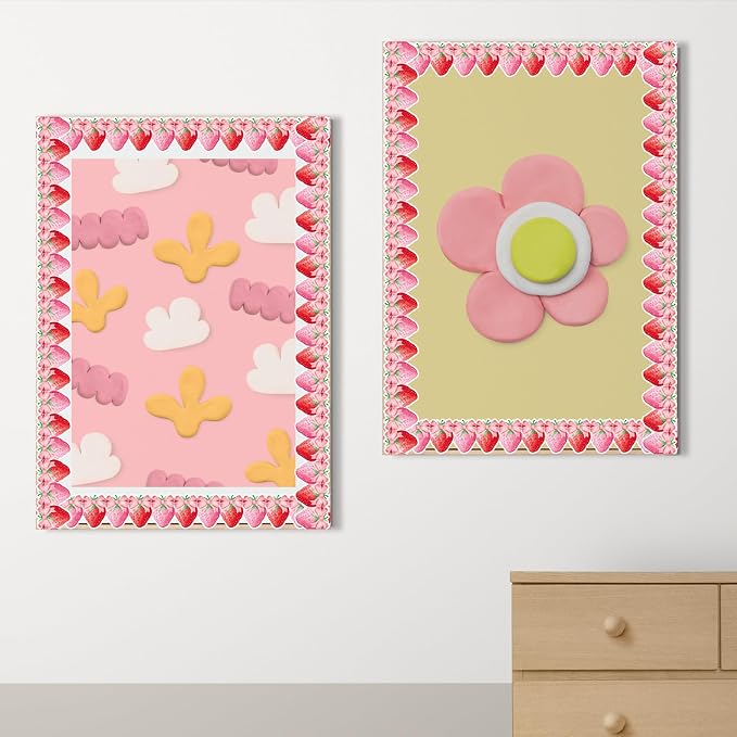 FYSUIMU 65.6 Ft Strawberry Bulletin Board Borders Summer Red Pink Bow - Image 5