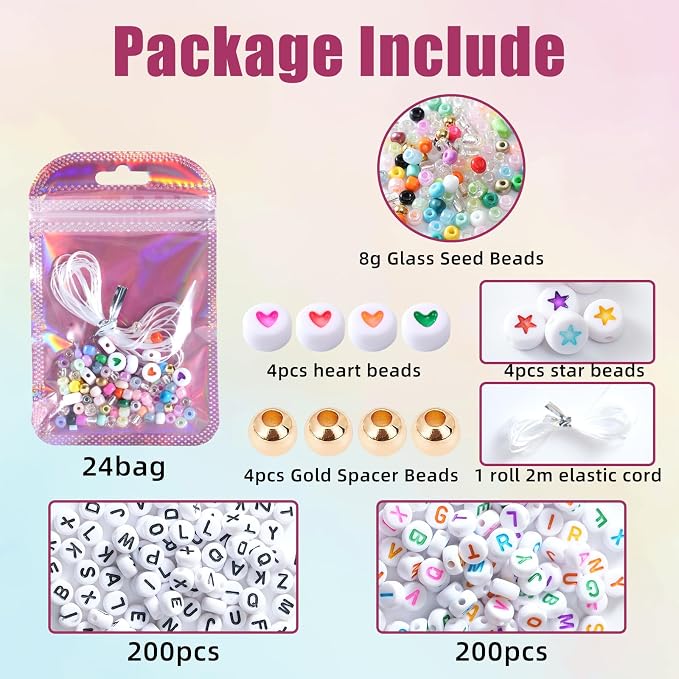 HMHOOXU 24 Set Friendship Bracelet Making Kit Party Favor DIY Jewelry Supplies - Image 2