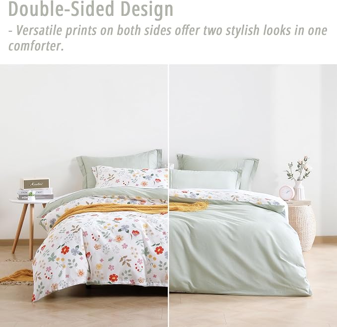 LEMIROE Botanical Cotton Comforter King Size 3Pcs - Image 3