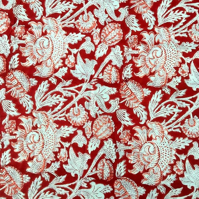 E-Tailor® Indian Handmade Ethnic 100% Cotton Running Hand Block Print Natural - Image 2
