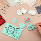 Innconee 18 Pcs Rubber Stamp Carving Blocks Linoleum Blocks 4"x6" and 2"x2" - Image 5