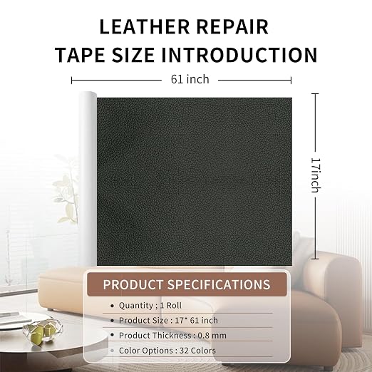 Leather Repair Patch Tape, Car Seat, Vinyl Leather Repair Kit - Image 2
