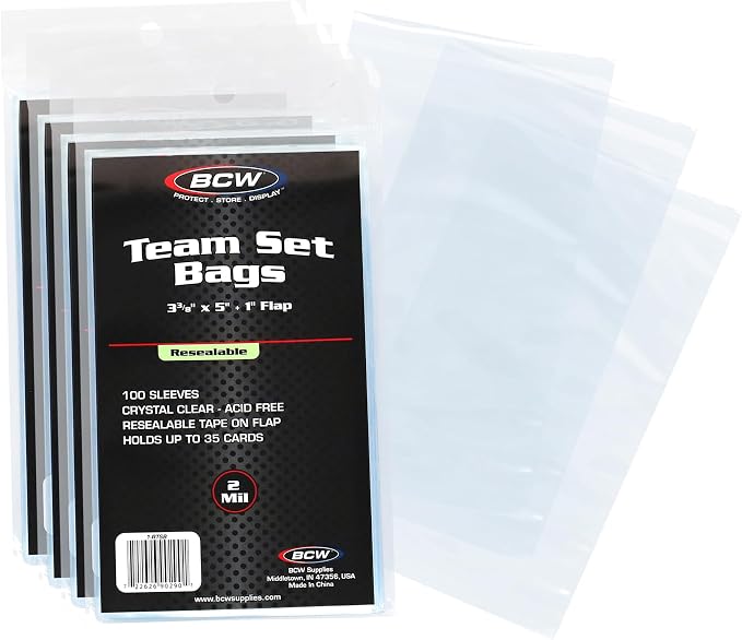 BCW Resealable Team Set Bags – 400 Count | Holds 35 Loose Cards or 5 Standard by BCW