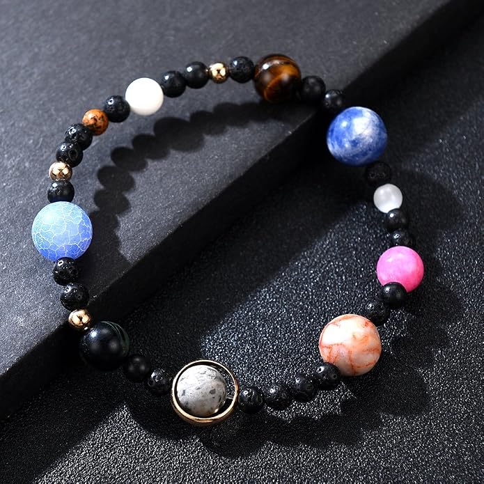 Women Stone Bead Charm Bracelet Universe Galaxy the Eight Planets Nine Planets - Image 5