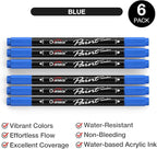 Overseas 6 Blue Acrylic Paint Markers, Dual Tip Paint Pens Acrylic Marker | Dot - Image 2