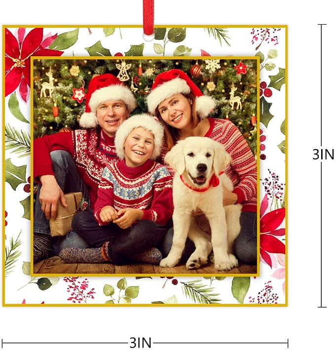 WaaHome Picture Frame Christmas Ornaments 2026-3'' Floral Photo Frame Christmas - Image 7