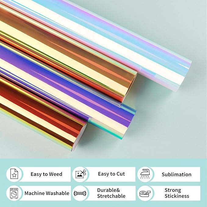 HTVRONT Holographic Heat Transfer Vinyl- 12" x 6ft Holographic HTV - Image 3
