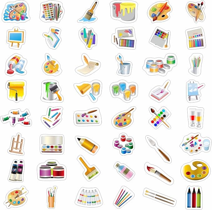 BulbaCraft 100Pcs Art Stickers, Crayon Stickers, Paint Laptop Decals, Painting - Image 3