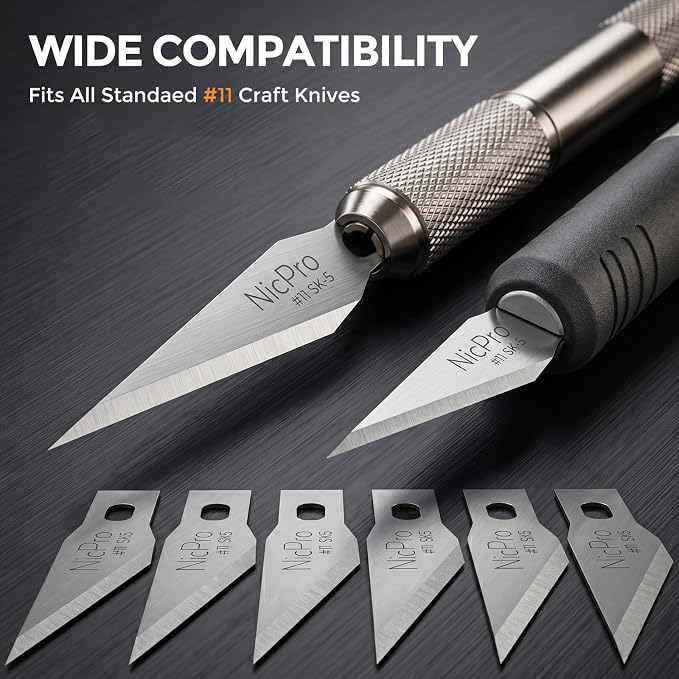 Nicpro 240 PCS Hobby Blades Set SK-5, Art Utility #11 Blades Refill Cutting Tool - Image 2