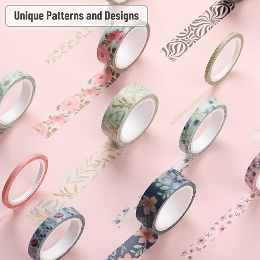 Mr. Pen- Washi Tape Set, 21 Rolls, Floral Vintage | 5 Yards/Roll, Washi Tape - Image 3
