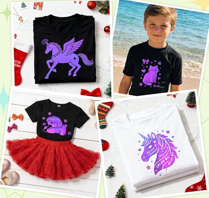 Chameleon Heat Transfer Vinyl Bundle 6 Packs Chameleon Gradient Change Color PU - Image 2