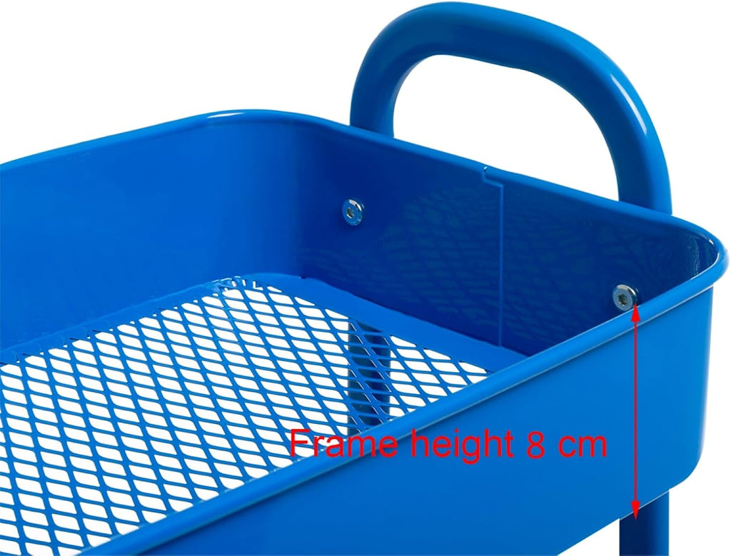 AGTEK Makeup Cart, Movable Rolling Organizer Cart,3 Tier Metal Utility Cart, Aristocratic Blue