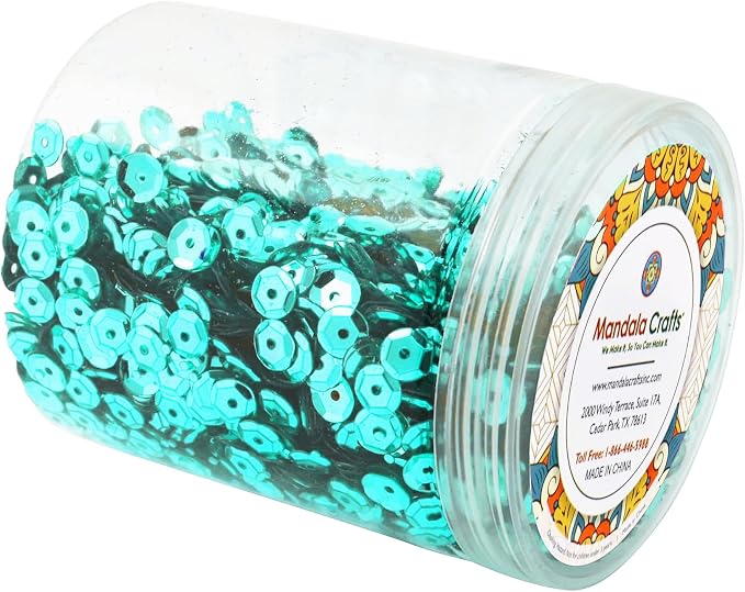 Mandala Crafts 6mm Cup Round Turquoise Sequins - Image 4