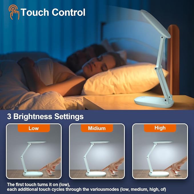 Akejrym LED Desk Lamp for Office Home & Battery Operated Lamp Rechargeable Lamp - Image 2