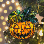 Monstera Jack-o'-Lantern Acrylic Suncatcher Stained Glass Effect Window Car - Image 6