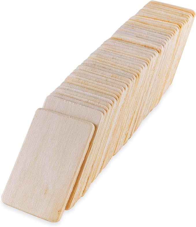 Super Z Outlet 50 Pack Unfinished Natural Wood Rectangle Blank Pieces Wooden - Image 2