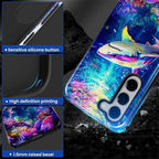 for Samsung Galaxy S23 Plus Case, Colorful Ocean Sharks Pattern Glossy 2 in 1 - Image 4
