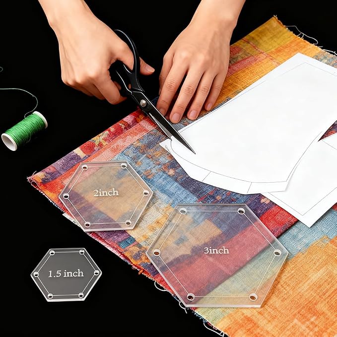 6Pieces Hexagon Quilting Templates Set, Acrylic Quilting Rulers and Templates - Image 9