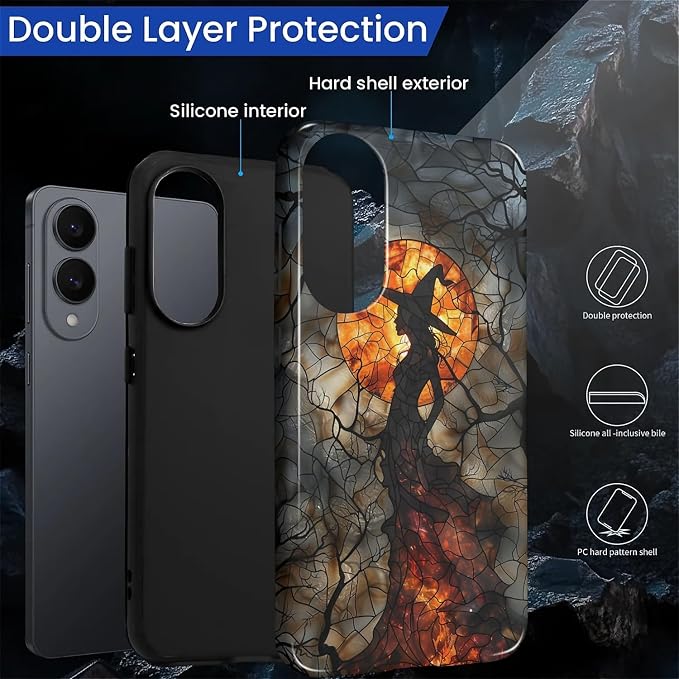 Case for Samsung Galaxy S25 Edge Case, Halloween Witch Moon Stained Glass - Image 6