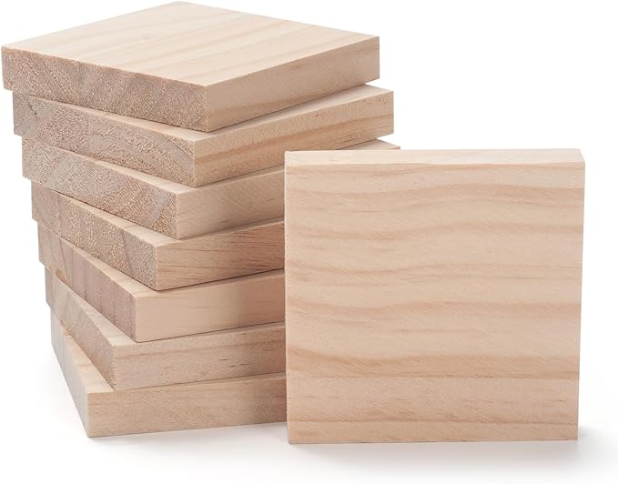3″ X 3″ Wood Squares Wooden Blocks by Coowayze