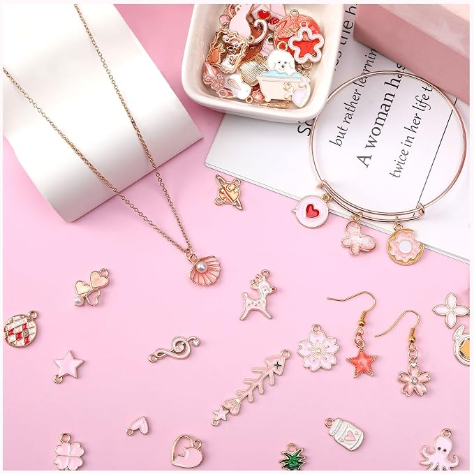 MARFOREVER 120 Pcs Pink Charms - Image 5