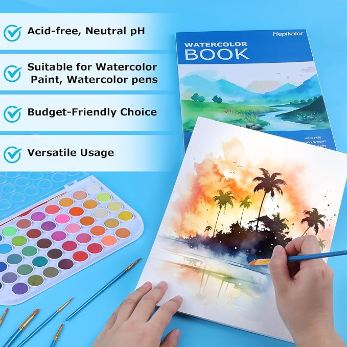 Hapikalor School Supplies for Teens, 140lb/300gsm, Premium Water Color Pad for - Image 3