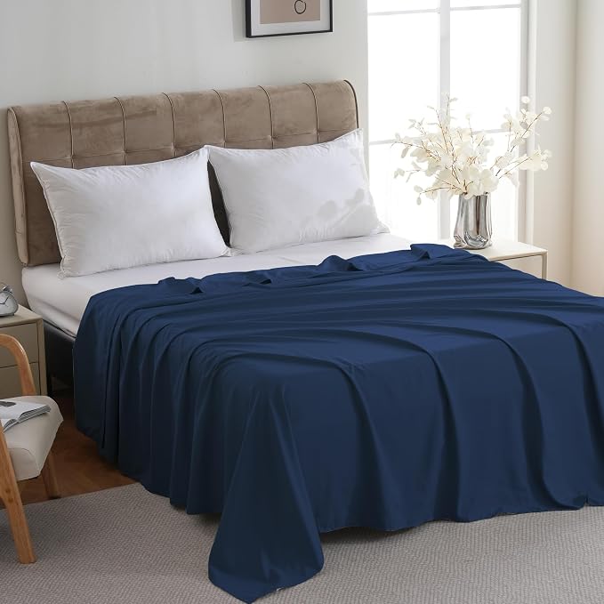 ZPECC Full Flat Sheet Only 1 Pack, Durable Navy Top Bed Sheets Hypoallergenic - Image 3