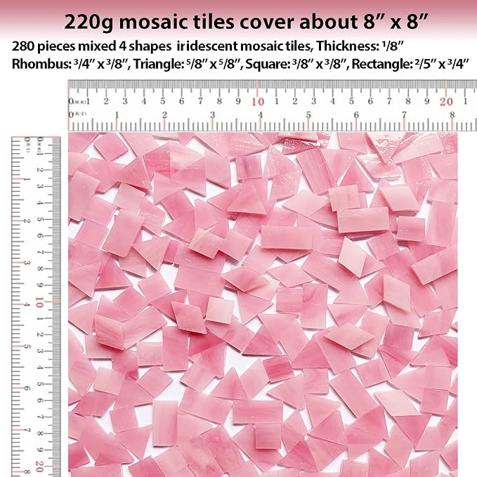 Magic Iridescent Pink Stained Glass Mosaic Tiles - Image 6