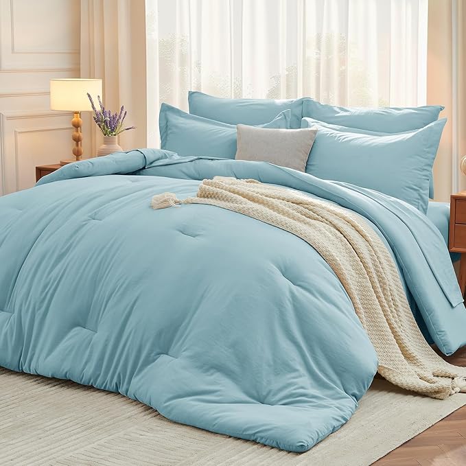 MUXHOMO 7 Pieces King Comforter Set, Soft Bed in a Bag King Size, All Season by MUXHOMO